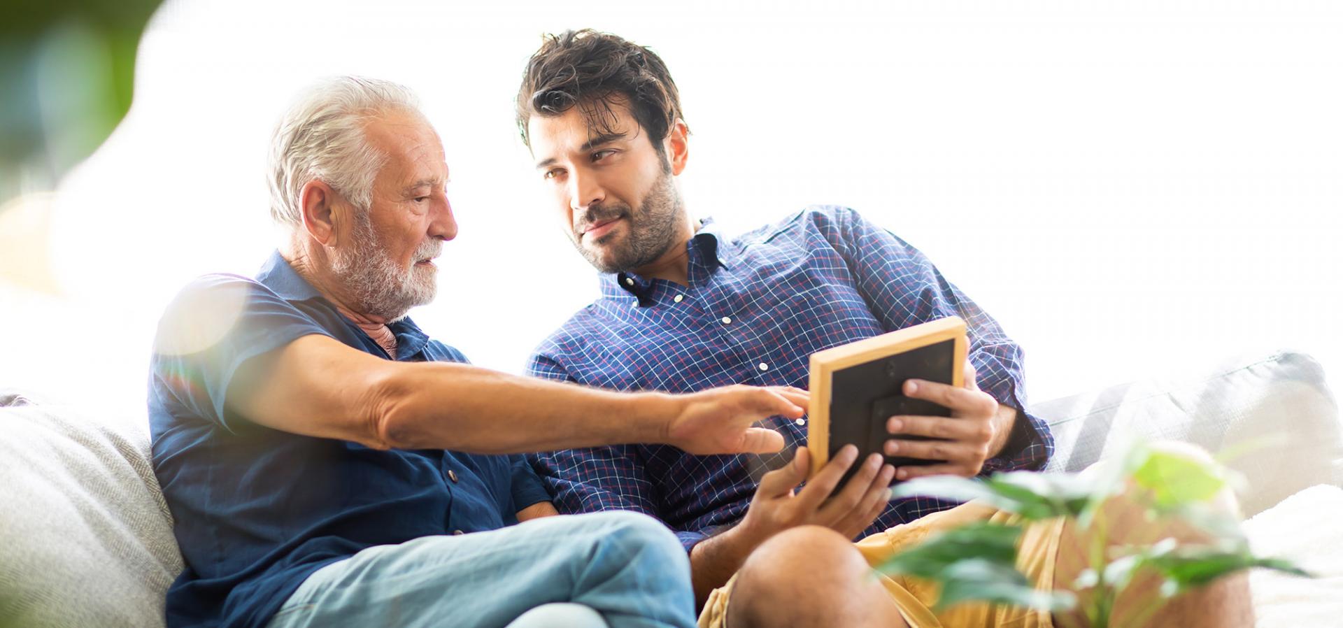 Father and son at Marin County memory care facility