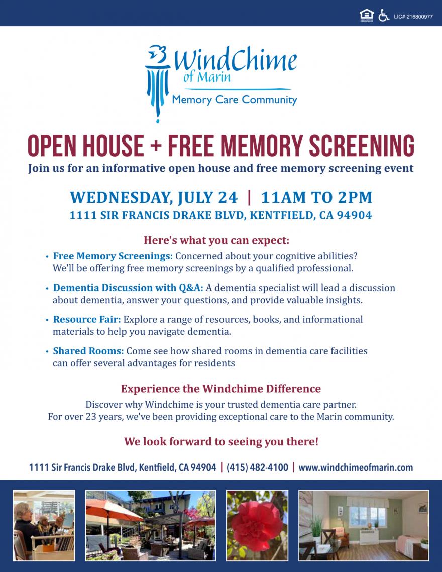 Open House & Free Memory Screening flyer image